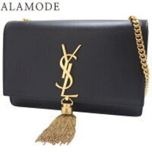 SAINT LAURENT PARIS Kate Tassel Chain Shoulder Bag YSL Fringe Black Leather